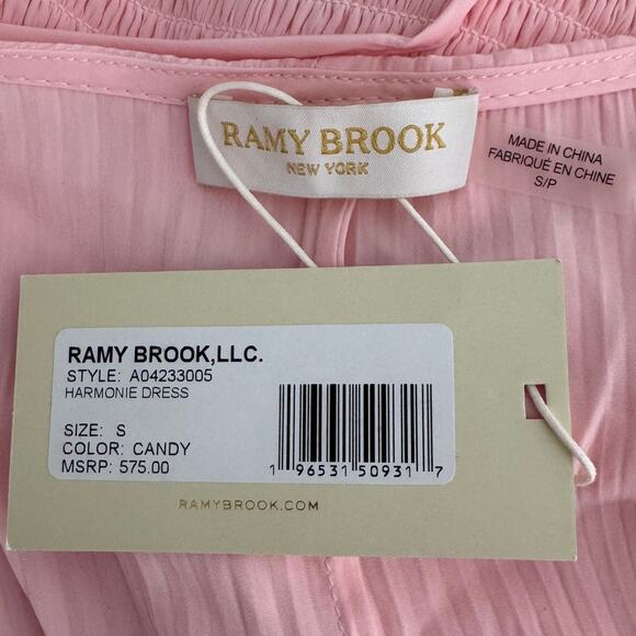 Ramy Brook Harmonie Dress Candy Pink Elegant Midi Pleated Batwing Sleeve size S - Picture 8 of 11